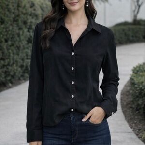 New York & Company Rhinestone Button Blouse L